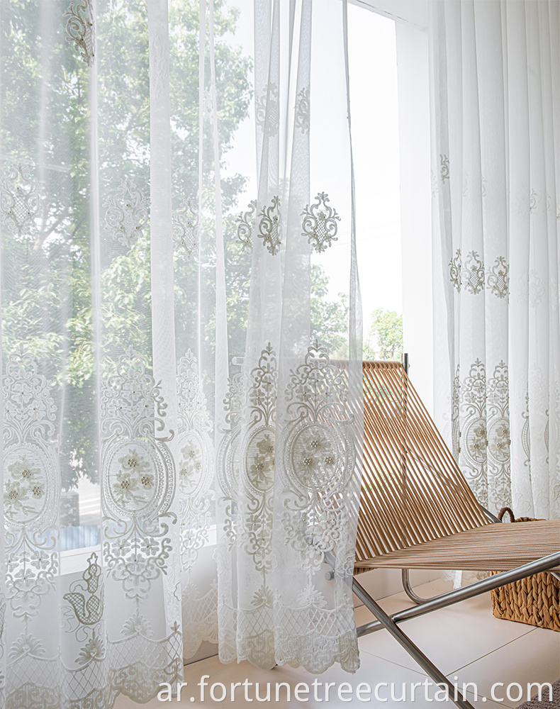 Mesh Embroidery Shading Tulle Curtain Sheer